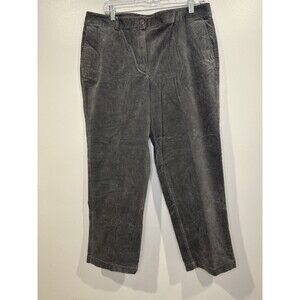 LL Bean Womens Pants 16P Corduroy Gray Favorite Fit Pockets Casual Office Career
